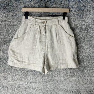 Free People Shorts Womens XS Beige Gauze Paperbag Pleated High Rise Casual